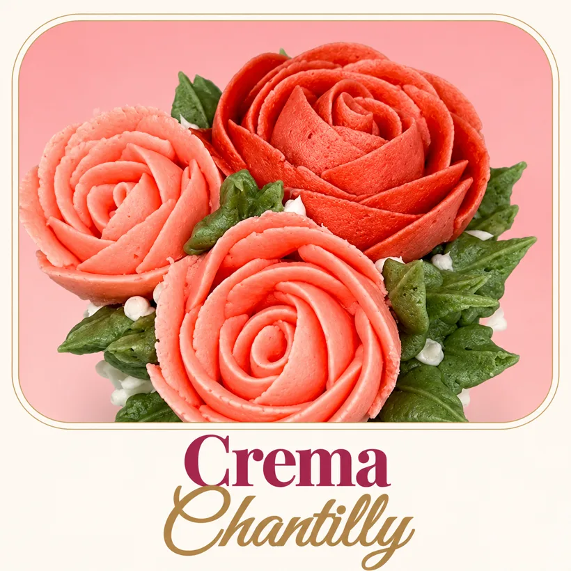 Rosas coral de crema chantilly