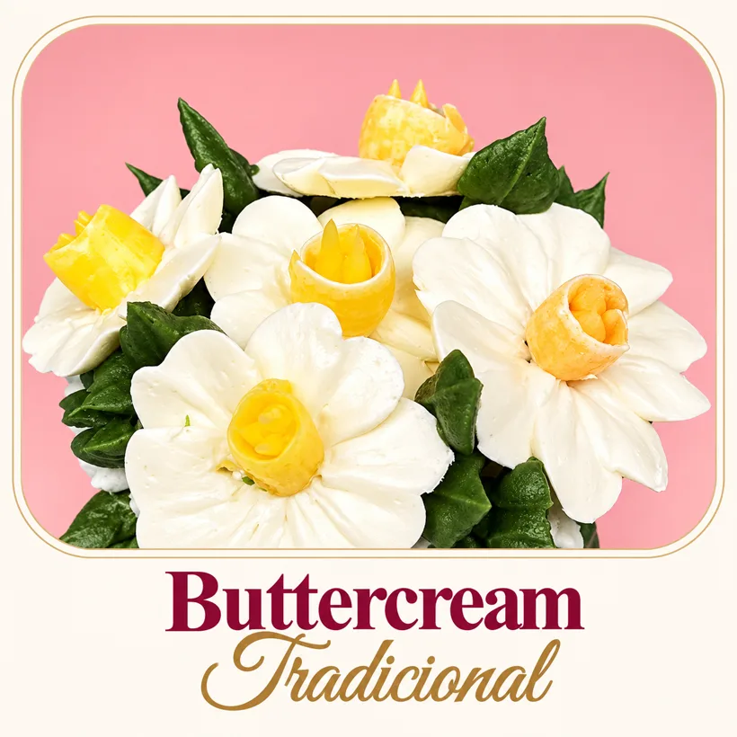 Narcisos blancos y amarillos de buttercream tradicional